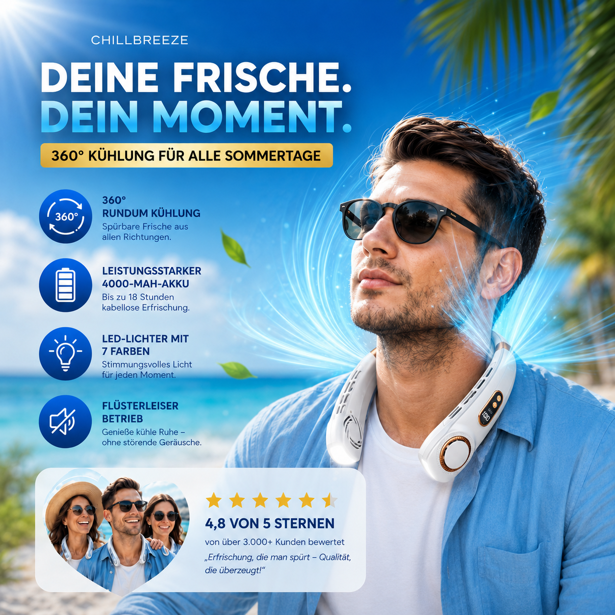 Chillbreeze™ Nackenventilator – Leistungsstarke Kühlung für unterwegs